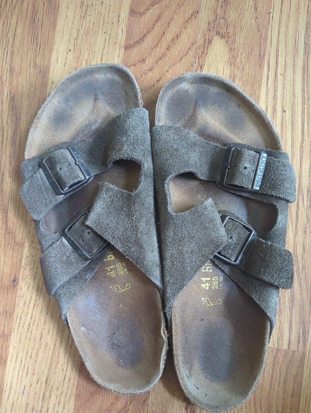 Birkenstock 41 Women's Dark Brown Suede Two-Strap Sandals
